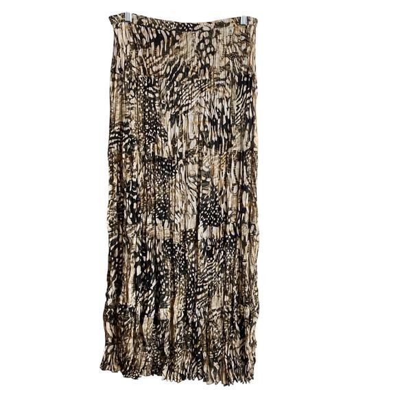 Chico's Women's Animal Print Pleated Maxi Skirt Size 1 Medium Flowy Neutral - Picture 2 of 9